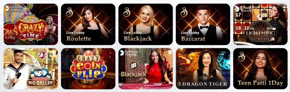 Jeux de casino en direct Nine Casino