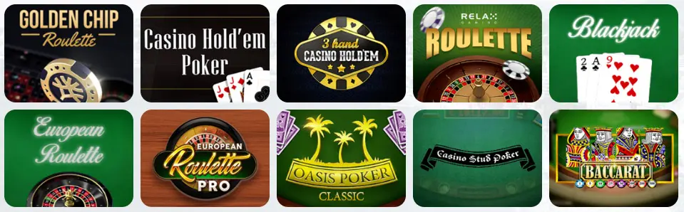 Jeux de table au NINE CASINO
